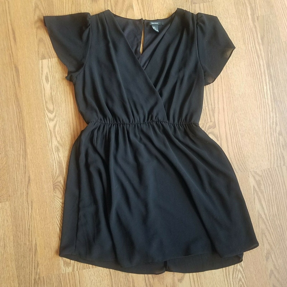 SOLD Forever Womans Medium Black Dress Mini Sheer - Picture 1 of 8